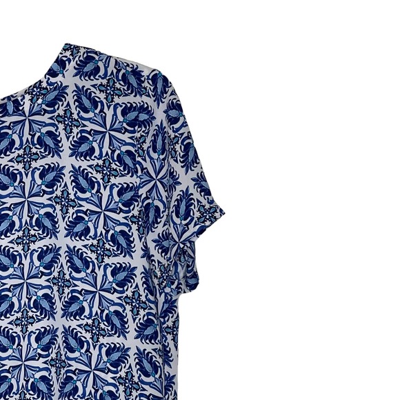 Ann Taylor LOFT Blouse Top Size XS Blue White Floral‎ SS Polyester Womens - Picture 4 of 8